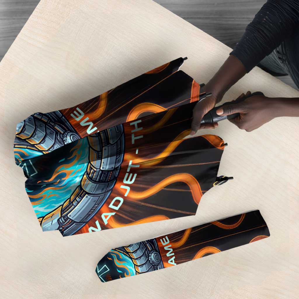 Wadjet Fiery Serpent Umbrella Egyptian Ankh Symbol in Dark Flame Protector Theme