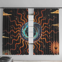 Wadjet Fiery Serpent Window Curtain Egyptian Ankh Symbol in Dark Flame Protector Theme