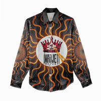 Wadjet Fiery Serpent Women Casual Shirt Egyptian Ankh Symbol in Dark Flame Protector Theme