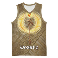 Wosret Egyptian Basketball Jersey with Golden Scepter and Archer Motif in Ancient Protector