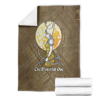 Wosret Egyptian Blanket with Golden Scepter and Archer Motif in Ancient Protector