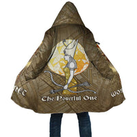 Wosret Egyptian Cloak with Golden Scepter and Archer Motif in Ancient Protector