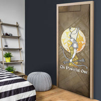 Wosret Egyptian Door Cover with Golden Scepter and Archer Motif in Ancient Protector