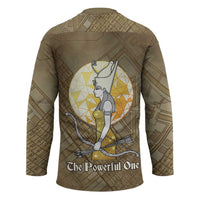 Wosret Egyptian Hockey Jersey with Golden Scepter and Archer Motif in Ancient Protector