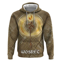 Wosret Egyptian Hoodie with Golden Scepter and Archer Motif in Ancient Protector