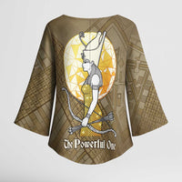 Wosret Egyptian Kimono Sleeve Blouse with Golden Scepter and Archer Motif in Ancient Protector