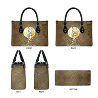 Wosret Egyptian Leather Bag with Golden Scepter and Archer Motif in Ancient Protector