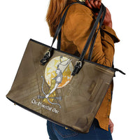 Wosret Egyptian Leather Tote Bag with Golden Scepter and Archer Motif in Ancient Protector