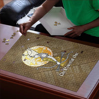 Wosret Egyptian Puzzle with Golden Scepter and Archer Motif in Ancient Protector