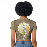 Wosret Egyptian Raglan Cropped T shirt with Golden Scepter and Archer Motif in Ancient Protector