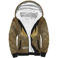 Wosret Egyptian Sherpa Hoodie with Golden Scepter and Archer Motif in Ancient Protector