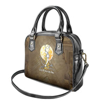 Wosret Egyptian Shoulder Handbag with Golden Scepter and Archer Motif in Ancient Protector