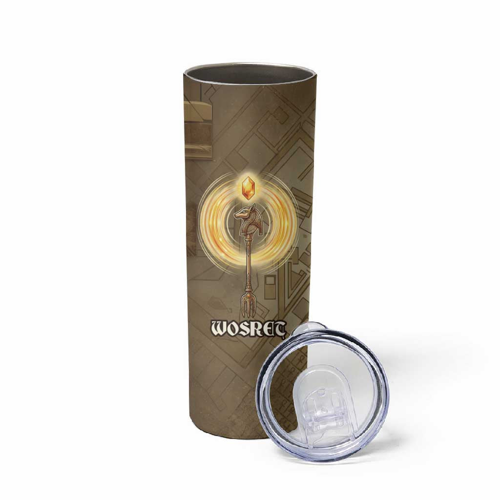 Wosret Egyptian Skinny Tumbler with Golden Scepter and Archer Motif in Ancient Protector