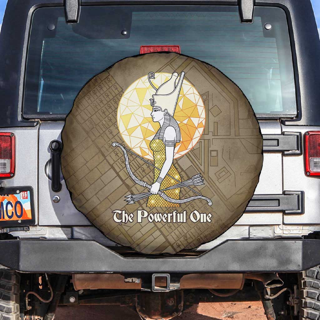 Wosret Egyptian Spare Tire Cover with Golden Scepter and Archer Motif in Ancient Protector