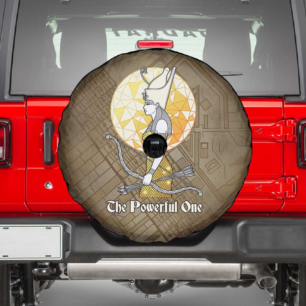 Wosret Egyptian Spare Tire Cover with Golden Scepter and Archer Motif in Ancient Protector