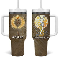 Wosret Egyptian Tumbler With Handle with Golden Scepter and Archer Motif in Ancient Protector