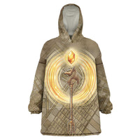 Wosret Egyptian Wearable Blanket Hoodie with Golden Scepter and Archer Motif in Ancient Protector