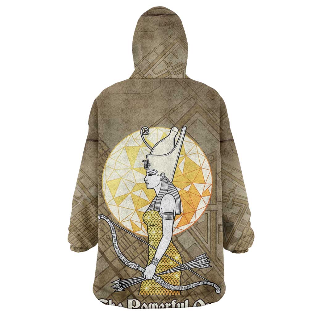 Wosret Egyptian Wearable Blanket Hoodie with Golden Scepter and Archer Motif in Ancient Protector