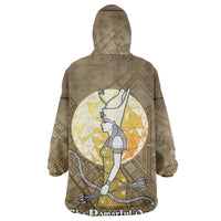 Wosret Egyptian Wearable Blanket Hoodie with Golden Scepter and Archer Motif in Ancient Protector