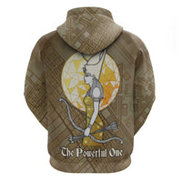 Wosret Egyptian Zip Hoodie with Golden Scepter and Archer Motif in Ancient Protector