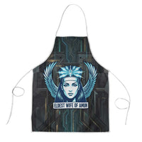 Wosret Winged Crown Apron Egyptian Cyber Circuit Design in Futuristic Blue Theme