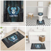 Wosret Winged Crown Bathroom Set Egyptian Cyber Circuit Design in Futuristic Blue Theme