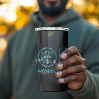 Wosret Winged Crown 4 in 1 Can Cooler Tumbler Egyptian Cyber Circuit Design in Futuristic Blue Theme