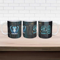 Wosret Winged Crown Ceramic Mug Egyptian Cyber Circuit Design in Futuristic Blue Theme