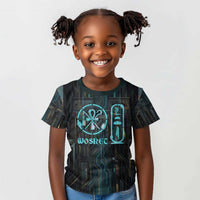 Wosret Winged Crown Kid T shirt Egyptian Cyber Circuit Design in Futuristic Blue Theme