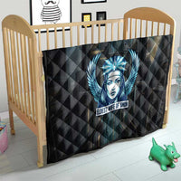 Wosret Winged Crown Quilt Egyptian Cyber Circuit Design in Futuristic Blue Theme