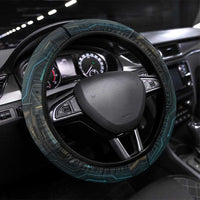 Wosret Winged Crown Steering Wheel Cover Egyptian Cyber Circuit Design in Futuristic Blue Theme
