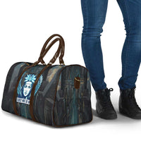 Wosret Winged Crown Travel Bag Egyptian Cyber Circuit Design in Futuristic Blue Theme
