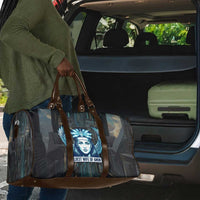 Wosret Winged Crown Travel Bag Egyptian Cyber Circuit Design in Futuristic Blue Theme