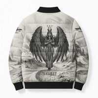 Nekhbet Egyptian Bomber Puffer Jacket Vulture Goddess Mother of Protection Wings Claws Desert