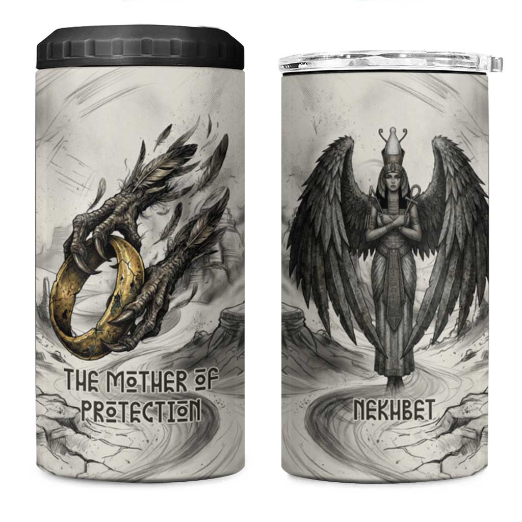 Nekhbet Egyptian 4 in 1 Can Cooler Tumbler Vulture Goddess Mother of Protection Wings Claws Desert