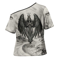 Nekhbet Egyptian Cross Shoulder Shirt Vulture Goddess Mother of Protection Wings Claws Desert