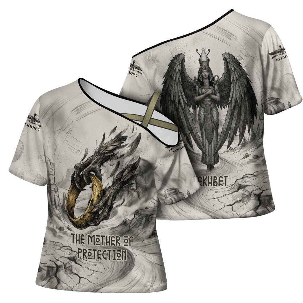 Nekhbet Egyptian Cross Shoulder Shirt Vulture Goddess Mother of Protection Wings Claws Desert