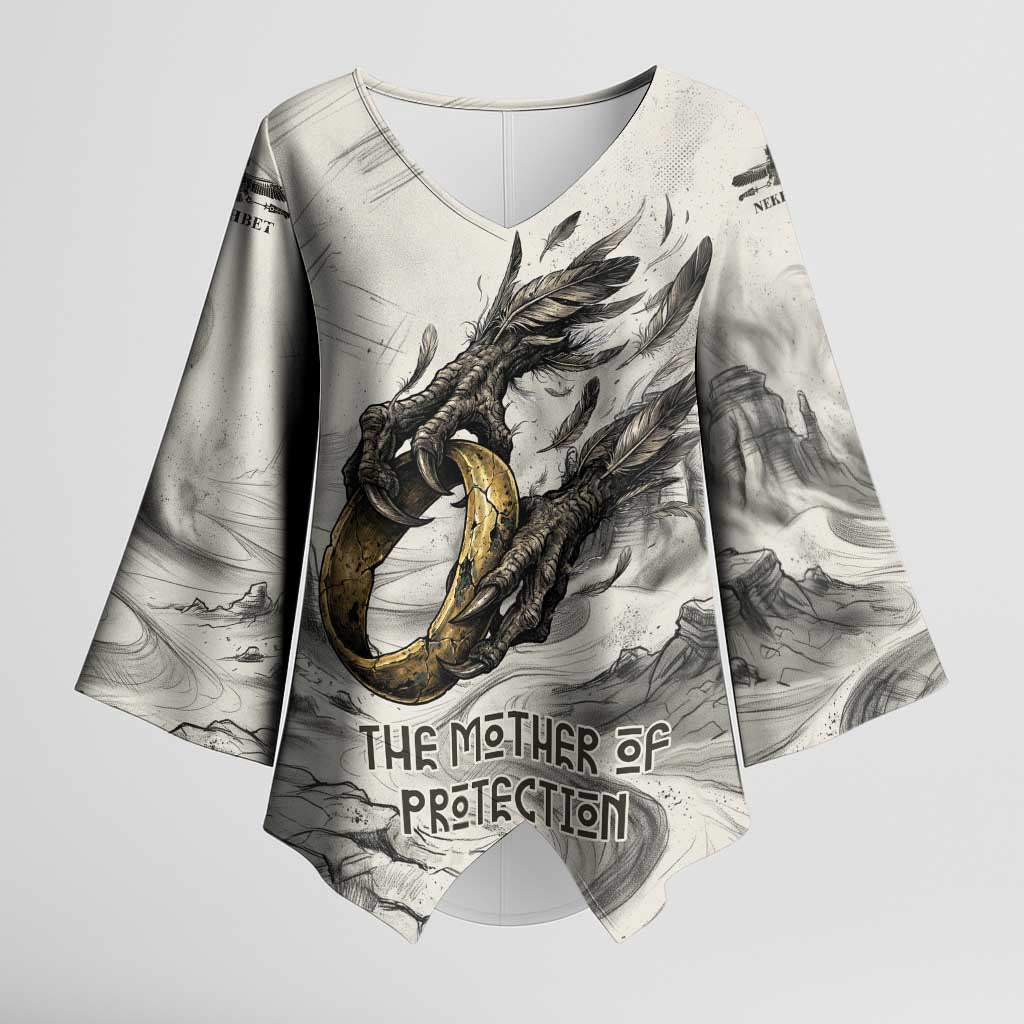 Nekhbet Egyptian Kimono Sleeve Blouse Vulture Goddess Mother of Protection Wings Claws Desert