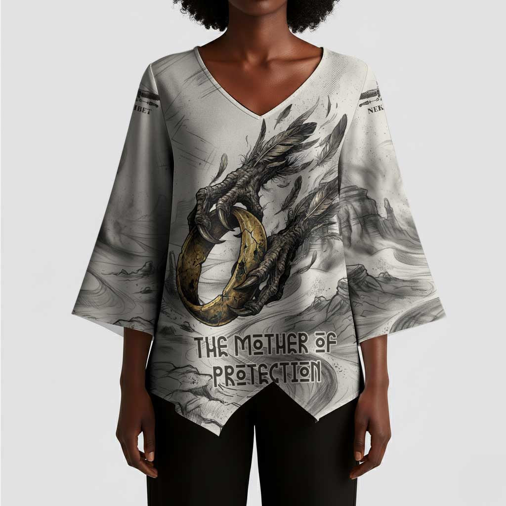 Nekhbet Egyptian Kimono Sleeve Blouse Vulture Goddess Mother of Protection Wings Claws Desert