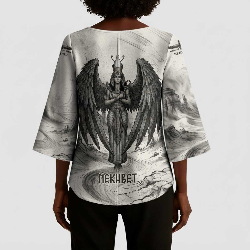 Nekhbet Egyptian Kimono Sleeve Blouse Vulture Goddess Mother of Protection Wings Claws Desert