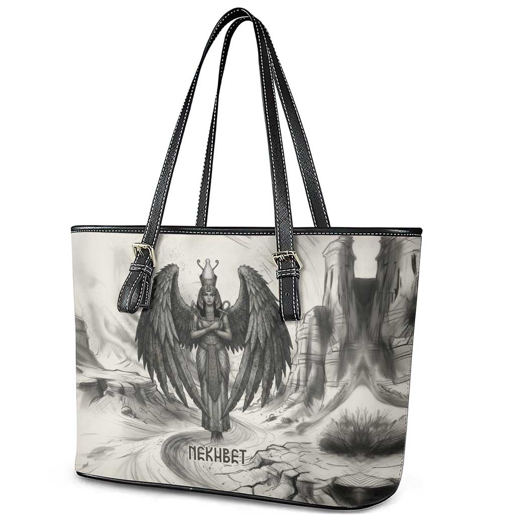 Nekhbet Egyptian Leather Tote Bag Vulture Goddess Mother of Protection Wings Claws Desert