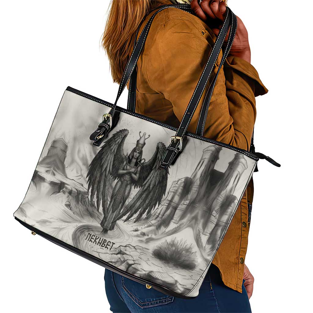 Nekhbet Egyptian Leather Tote Bag Vulture Goddess Mother of Protection Wings Claws Desert