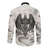 Nekhbet Egyptian Long Sleeve Button Shirt Vulture Goddess Mother of Protection Wings Claws Desert