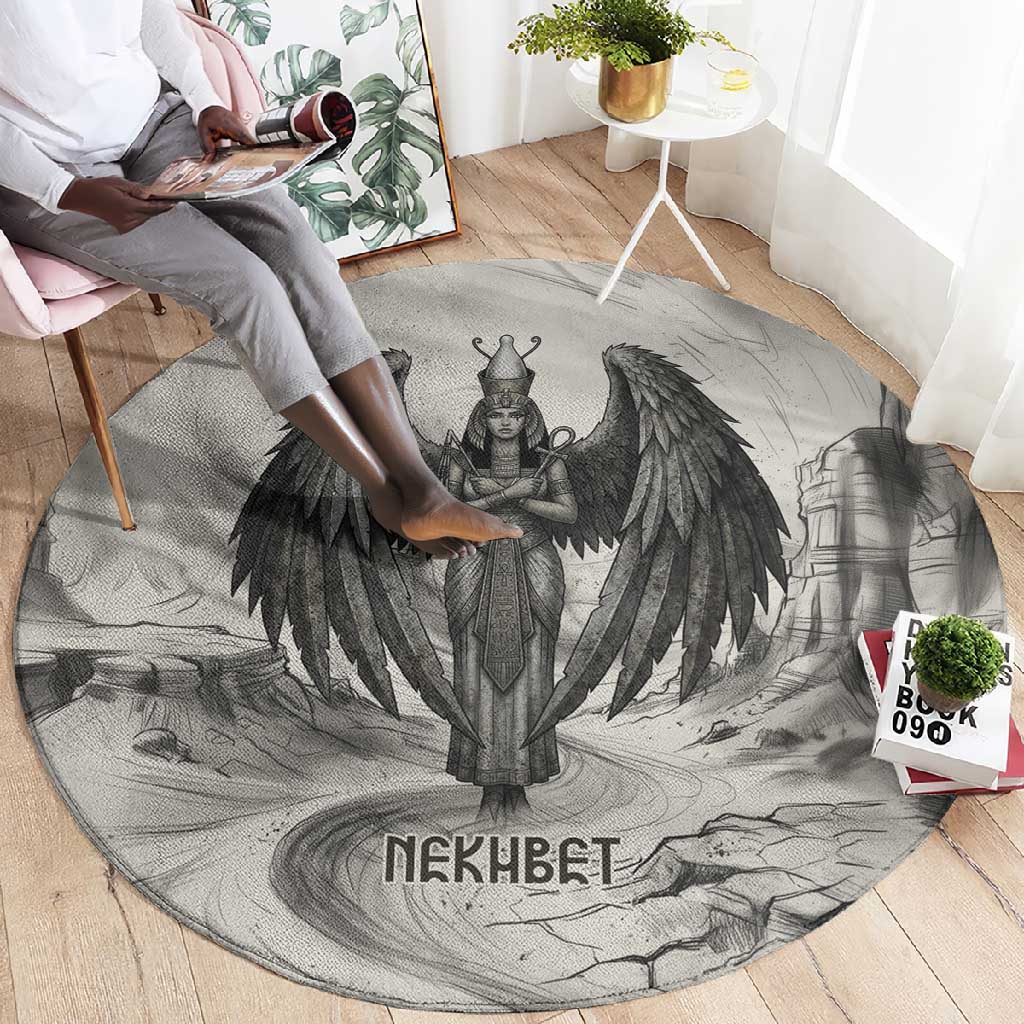 Nekhbet Egyptian Round Carpet Vulture Goddess Mother of Protection Wings Claws Desert