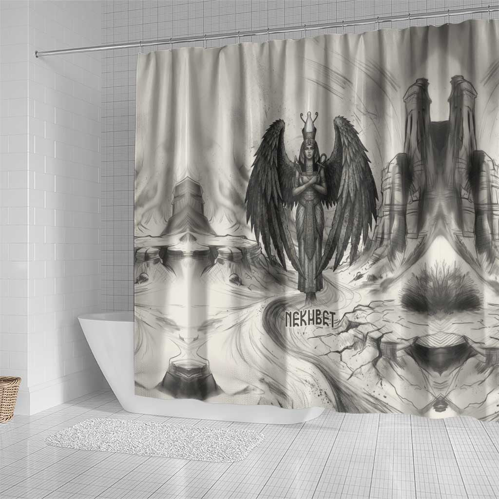 Nekhbet Egyptian Shower Curtain Vulture Goddess Mother of Protection Wings Claws Desert