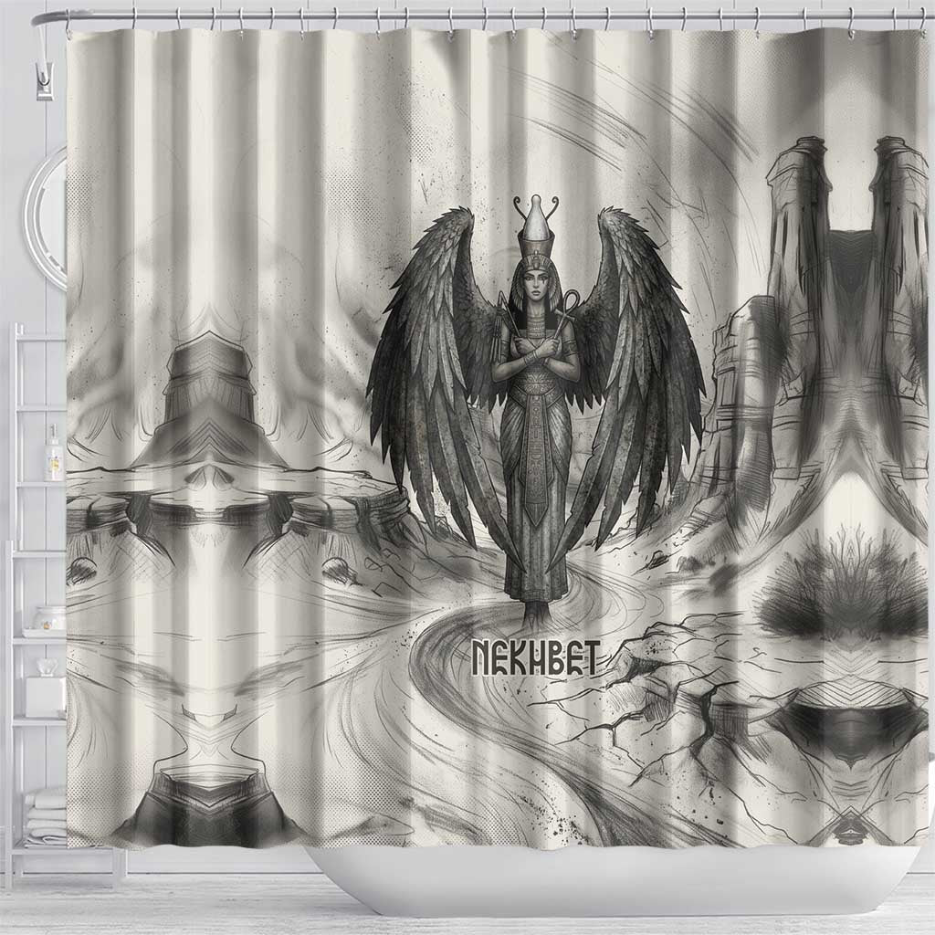 Nekhbet Egyptian Shower Curtain Vulture Goddess Mother of Protection Wings Claws Desert