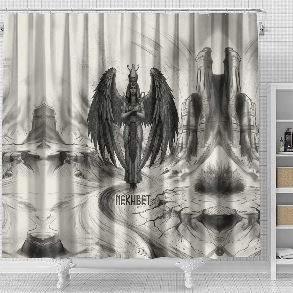 Nekhbet Egyptian Shower Curtain Vulture Goddess Mother of Protection Wings Claws Desert