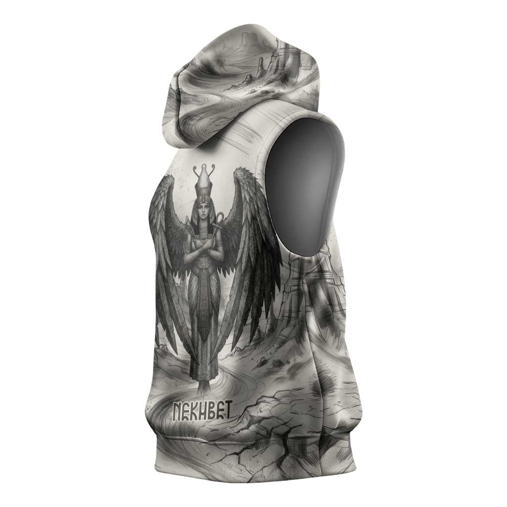 Nekhbet Egyptian Sleeveless Hoodie Vulture Goddess Mother of Protection Wings Claws Desert