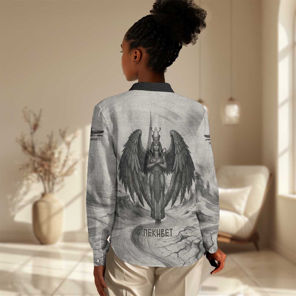 Nekhbet Egyptian Women Casual Shirt Vulture Goddess Mother of Protection Wings Claws Desert