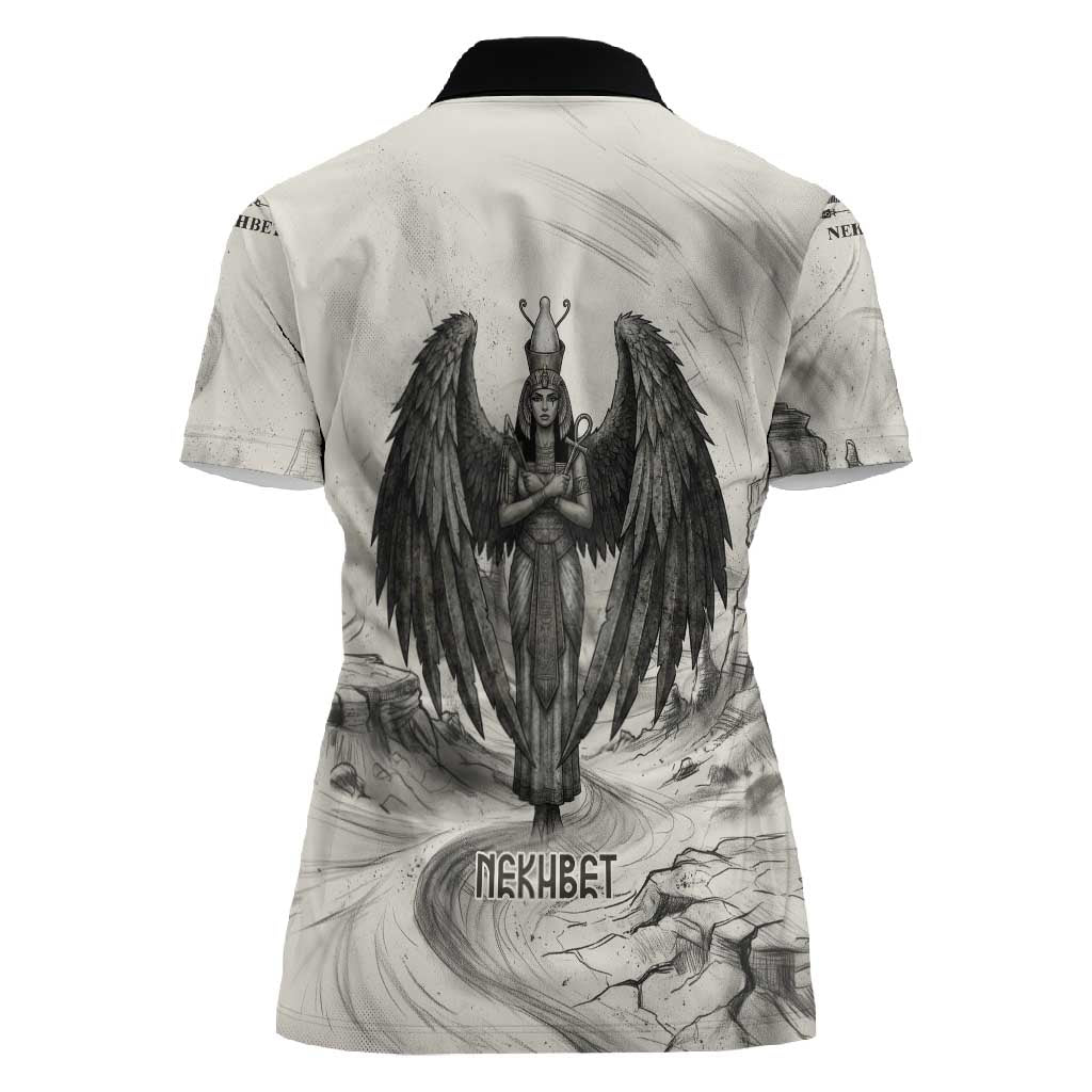 Nekhbet Egyptian Women Polo Shirt Vulture Goddess Mother of Protection Wings Claws Desert